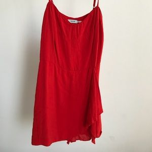 Red Wrap-tie Romper by Kimchi Blue